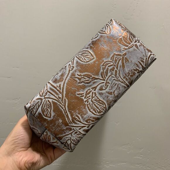 Handmade Genuine Cowhide Floral Embossed, Wooden Frame Bag & 2 Strap Styles - Picture 15 of 16